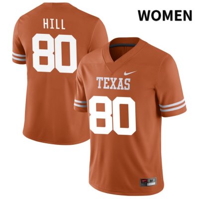 Texas Longhorns Women's #80 Myles Hill Authentic Orange NIL 2022 College Football Jersey IDH82P7O